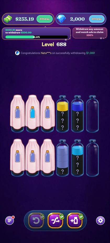 Advanced level with cloth-covered bottles